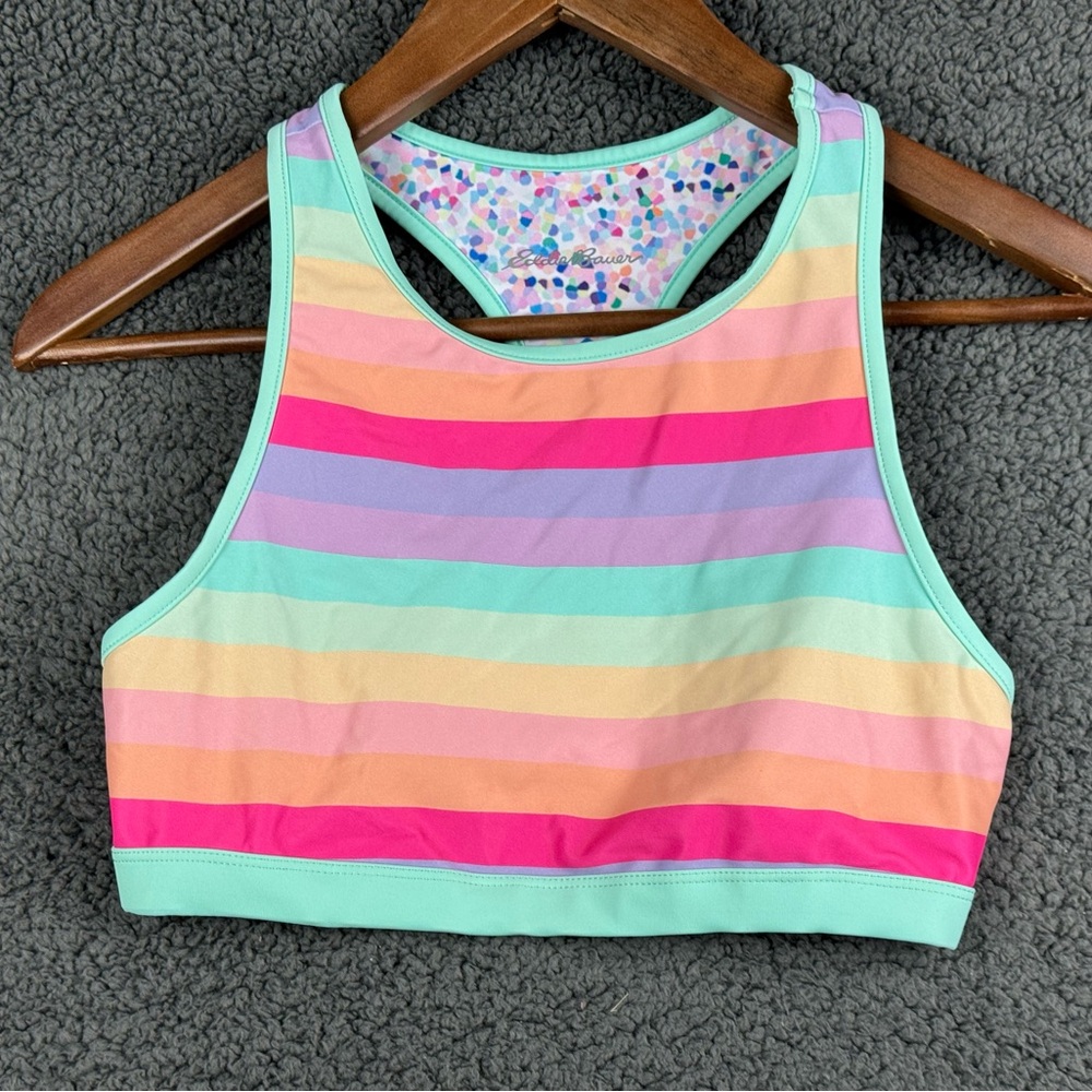 Eddie Bauer Colorful Patterned sport bra dance reversible L 14/16